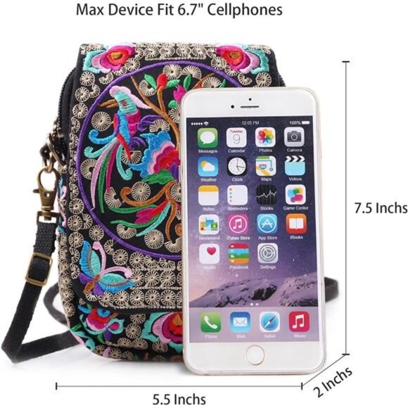 Embroidery Flowers Canvas Crossbody Bag, main image 4
